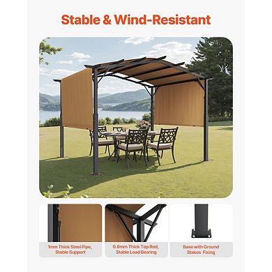 Outdoor Pergola 10x10 ft with Sliding Shade Canopy for Decks and Gardens