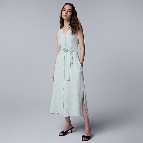 Женские платья Simply Vera Women's Simply Vera Vera Wang Belted A-Line Midi Dress