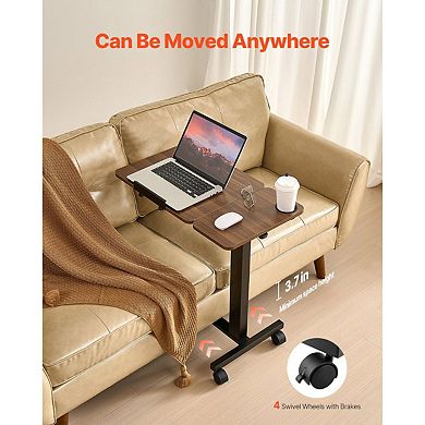 Rolling Overbed Desk with Height Adjustment and Tilting Desktop for Small Spaces