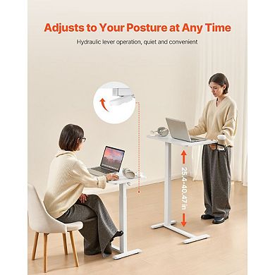 Adjustable Bedside Laptop Table with Tilt Top and Hidden Caster Wheels