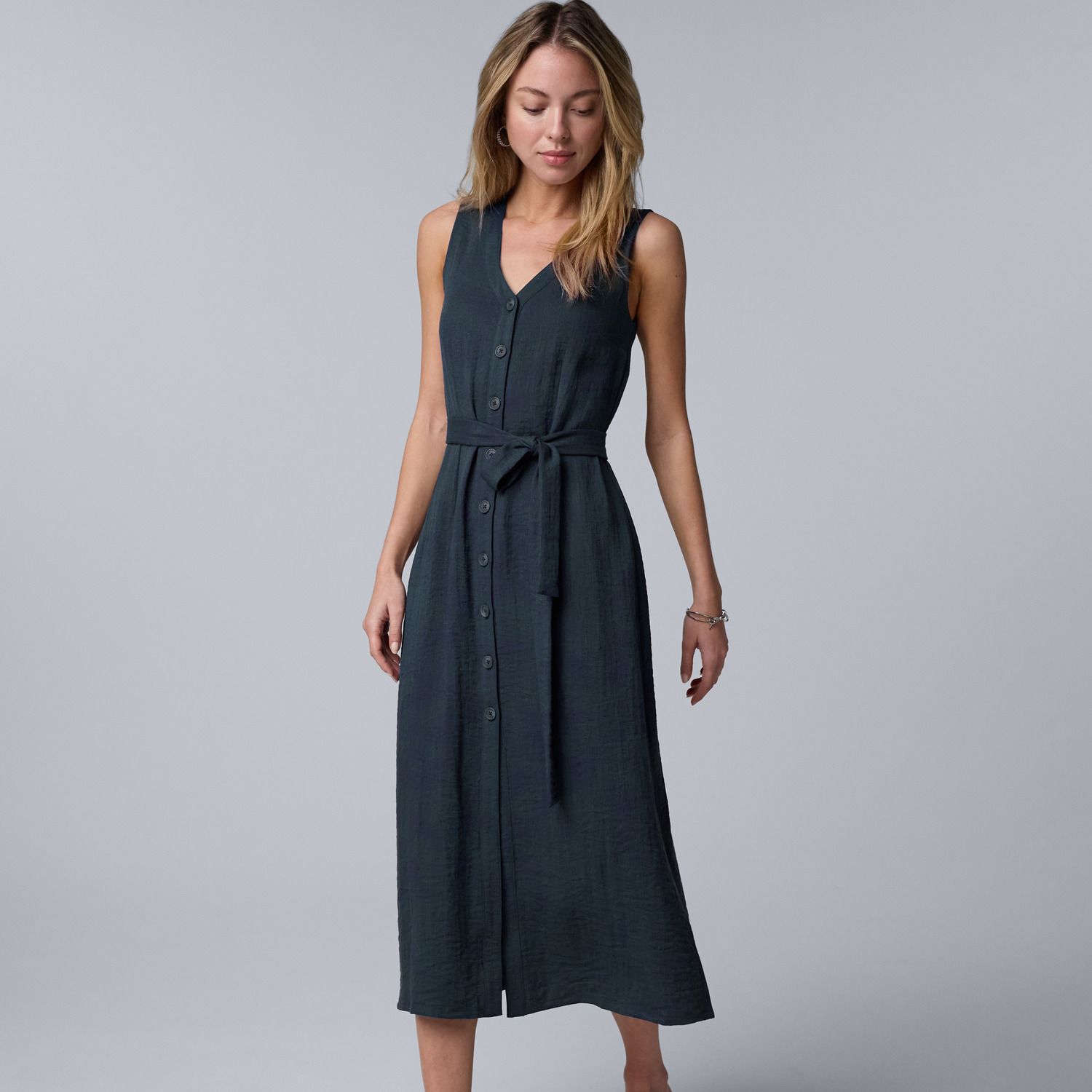 Женские платья Simply Vera Vera Wang Petite Simply Vera Vera Wang Belted A-Line Midi Dress