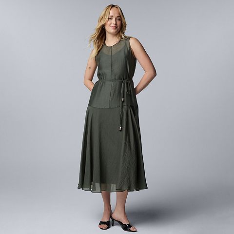 Женские платья Simply Vera Women's Simply Vera Vera Wang Belted Dropwaist Maxi Dress