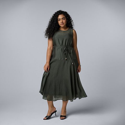 Женские платья Simply Vera Plus Size Simply Vera Vera Wang Belted Dropwaist Maxi Dress