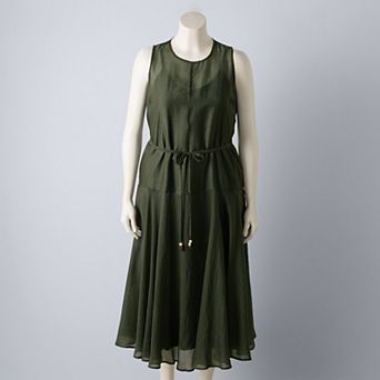Plus Size Simply Vera Vera Wang Belted Dropwaist Maxi Dress