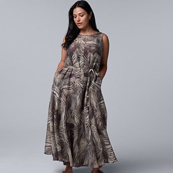 Plus Size Simply Vera Vera Wang Belted Dropwaist Maxi Dress