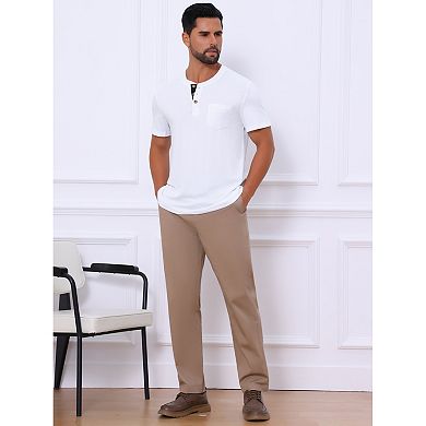 2 Packs Men's Henley T-Shirts Casual Summer Short Sleeves Button Basic Shirts