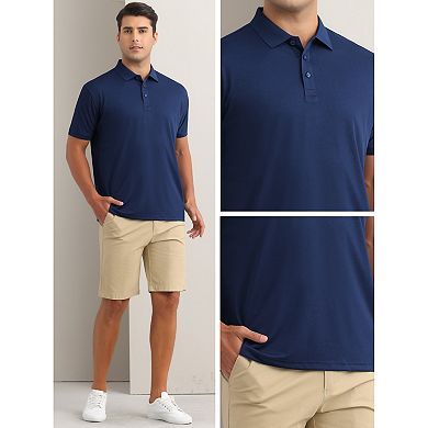 2 Packs Men's Polo Short Sleeve Lightweight Regular Fit Solid Golf Shirts