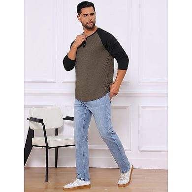 2 Packs Men's Raglan Long Sleeve Tee Shirt Casual Baseball Henley T-Shirts