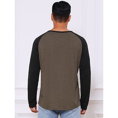 2 Packs Men's Raglan Long Sleeve Tee Shirt Casual Baseball Henley T-Shirts