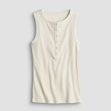 Petite Sonoma Goods For Life® Henley Crewneck Tank Top
