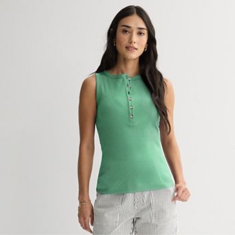 Petite Sonoma Goods For Life® Henley Crewneck Tank Top