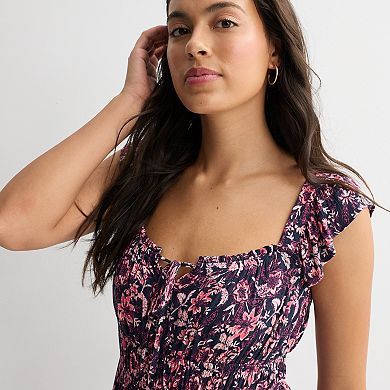 Juniors' Rewind Flutter Sleeve Hi-Low Dress