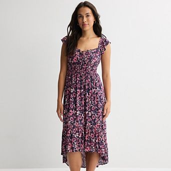 Juniors' Rewind Flutter Sleeve Hi-Low Dress