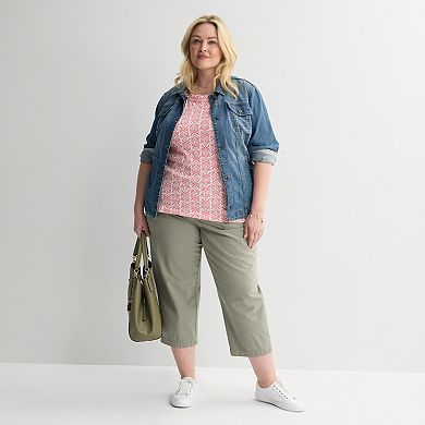 Plus Size Croft & Barrow® Braided Neckline Top