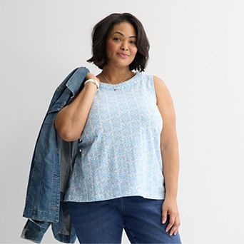 Plus Size Croft & Barrow® Braided Neckline Top
