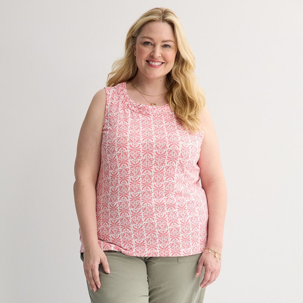 Plus Size Croft & Barrow® Braided Neckline Top