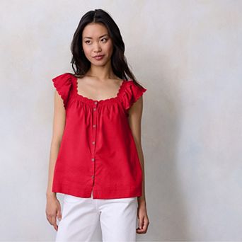 Petite LC Lauren Conrad Eyelet Trim Tank Top