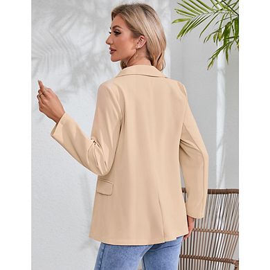 Women's Casual Blazers Open Front Button LightWeight Work Blazer Jackets With Pockets