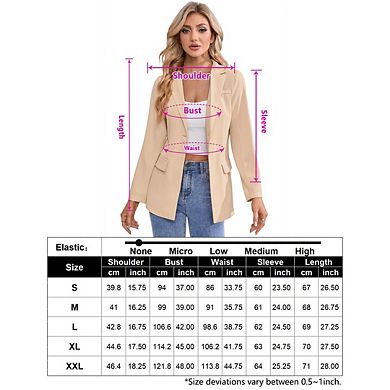 Women's Casual Blazers Open Front Button LightWeight Work Blazer Jackets With Pockets