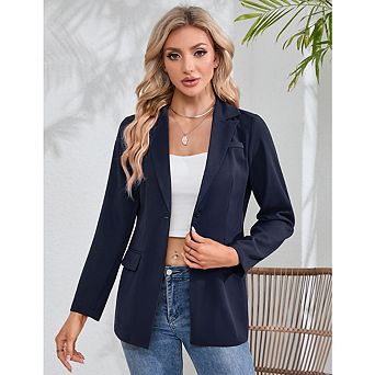 Women's Casual Blazers Open Front Button LightWeight Work Blazer Jackets With Pockets