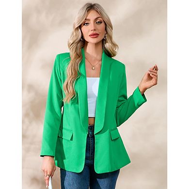 Women's Blazer Business Casual Lightweight Suit Long Sleeve Slim Office Jacket With Pockets