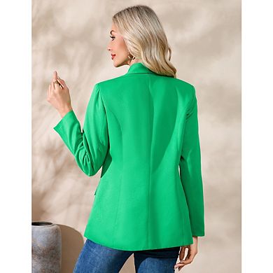 Women's Blazer Business Casual Lightweight Suit Long Sleeve Slim Office Jacket With Pockets