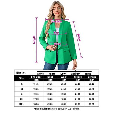 Women's Blazer Business Casual Lightweight Suit Long Sleeve Slim Office Jacket With Pockets