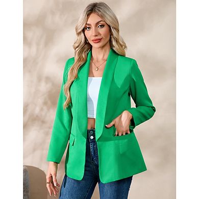 Women's Blazer Business Casual Lightweight Suit Long Sleeve Slim Office Jacket With Pockets