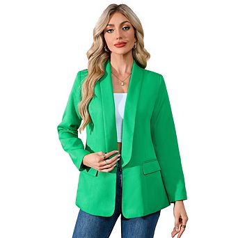 Women's Blazer Business Casual Lightweight Suit Long Sleeve Slim Office Jacket With Pockets