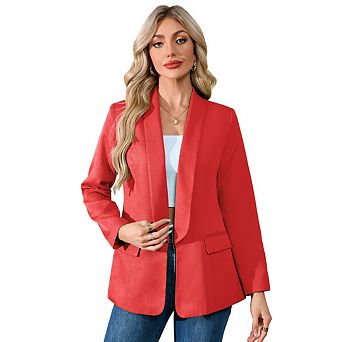 Women's Blazer Business Casual Lightweight Suit Long Sleeve Slim Office Jacket With Pockets