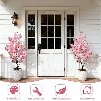 Artificial Cherry Blossoms Tree Faux Cherry Blossom Fake Tree Faux Silk Artificial Plants for Decor