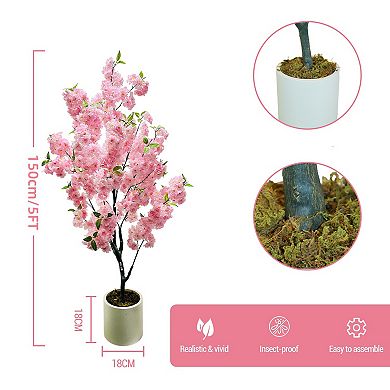 Artificial Cherry Blossoms Tree Faux Cherry Blossom Fake Tree Faux Silk Artificial Plants for Decor