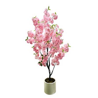 Artificial Cherry Blossoms Tree Faux Cherry Blossom Fake Tree Faux Silk Artificial Plants for Decor