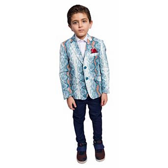 Elie Balleh Boys Slim Fit Snakeskin Blazer