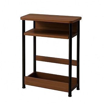 Narrow Side Table with Storage Shelf and Magazine Rack Slim Nightstand Bathroom Bedside Table