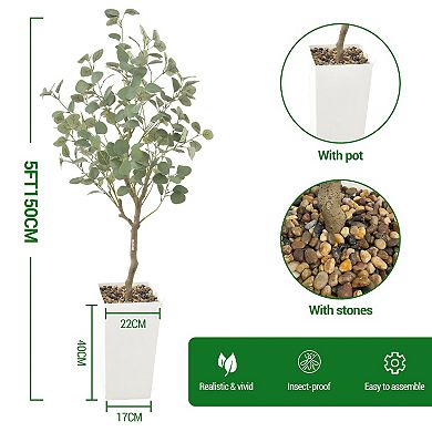 5FT Artificial Trees,Faux Tree, Artificial Planter,Thanksgiving Christmas,Artificial Plants for Home