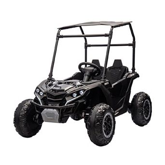 24V Kids' Heavy-Duty Ride Power Wheel with Tent 4WD Off-Road Electric Vehicle