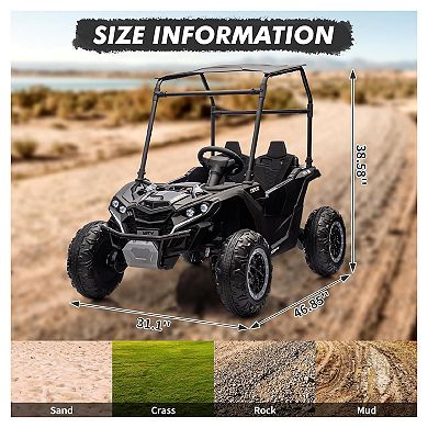 24V Kids' Heavy-Duty Ride Power Wheel with Tent 4WD Off-Road Electric Vehicle