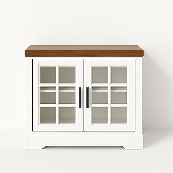 Farmhouse Nightstand with Charging Station, 24 Inch End Table Rustic Wood Square Sofa Side Table