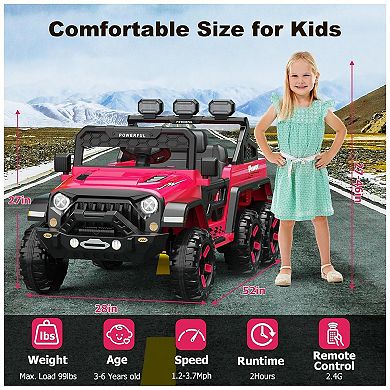 Ride on Car with 6 EVA Wheels&4WD, 24V Battery Powered Electric Car for Kids