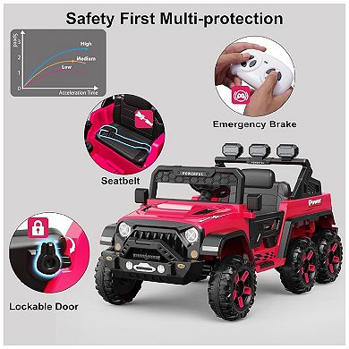 Ride on Car with 6 EVA Wheels&4WD, 24V Battery Powered Electric Car for Kids
