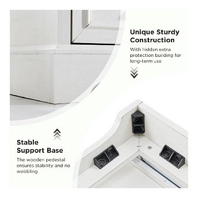 Farmhouse Nightstand Set of 2 with Charging Station, 22 Inch Wide End Table Wood Dresser