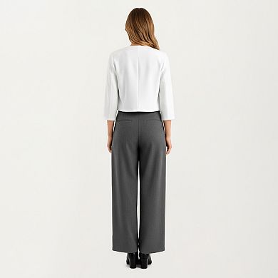 Women' s Open Front Cropped Blazer with 3/4 Sleeves Structured Clean Lines and Soft Fabric