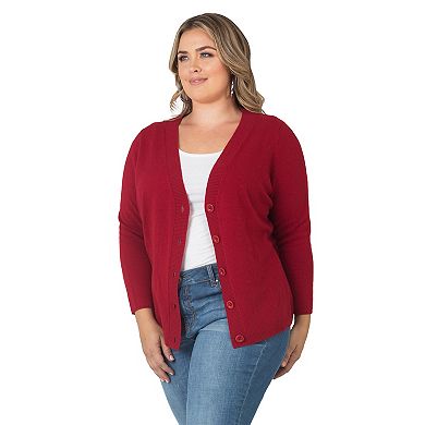 Plus Size Cardigan Button Up Long Sleeve Cashmere Sweater