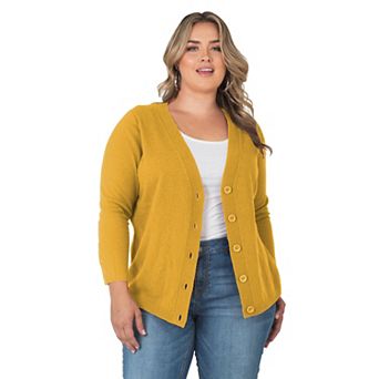 Plus Size Cardigan Button Up Long Sleeve Cashmere Sweater
