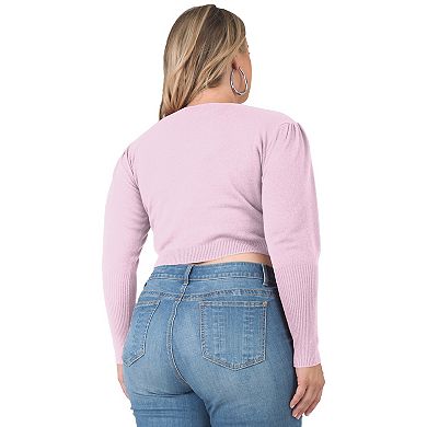 Plus Size Statement Necklace Trim Cropped Style Cashmere Sweater