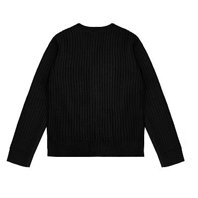 Girls Cable Knit Cardigan Sweater V-Neck Long Sleeve Button Front with Pockets