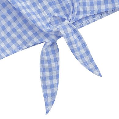Girls' White Shirt Summer Sleeveless Gingham Shirt Crop Button Up Blouse