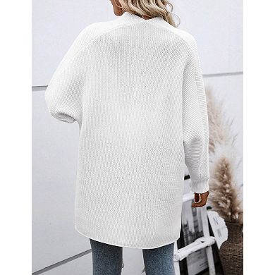 Women's Casual Lapel Cardigan Sweaters Long Sleeve Open Front Coat