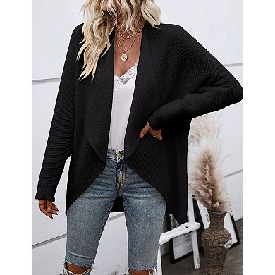 Women's Casual Lapel Cardigan Sweaters Long Sleeve Open Front Coat